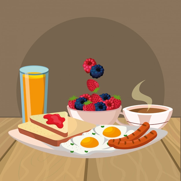 Delicious tasty breakfast cartoon