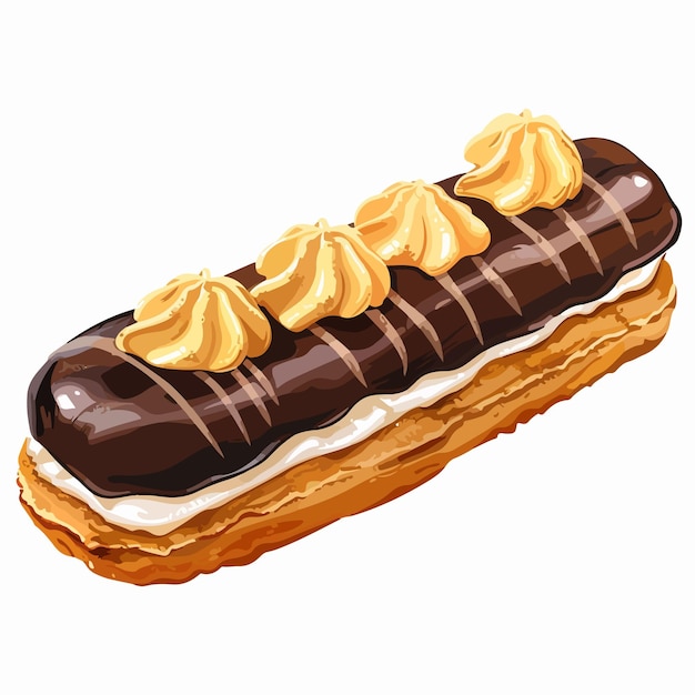 Vector delicious tasty eclair clipart isolated on white background