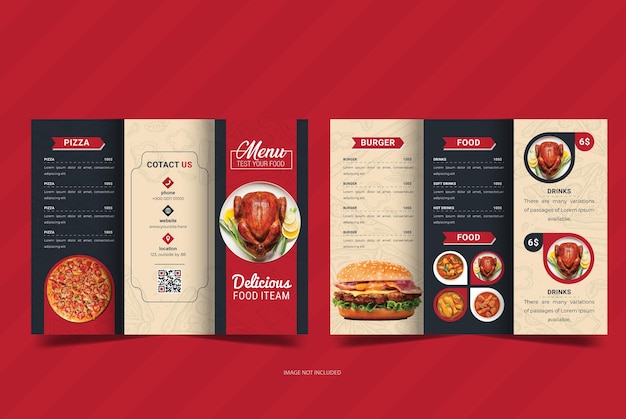 Vector delicious trifold food menu design