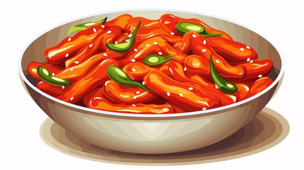 Vector delicious tteokbokki noodle vector korean food