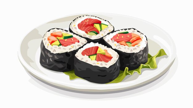 Vector delicious tuna and vegetable roll illustration