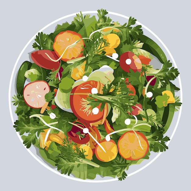 Delicious Vegetable Salad Vector Illustration