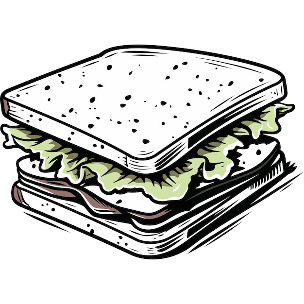 A deliciouslooking sandwich with lettuce and fillings perfect for menu design or foodrelated graphics