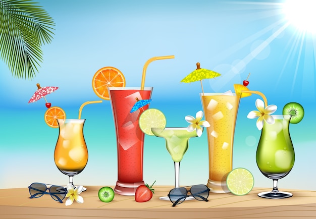 Deliciously fresh drinks on the beach