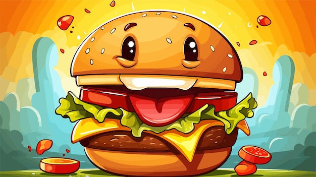 Deliciously Funny and Cute Hamburger Tantalizing Visual for Food Lovers