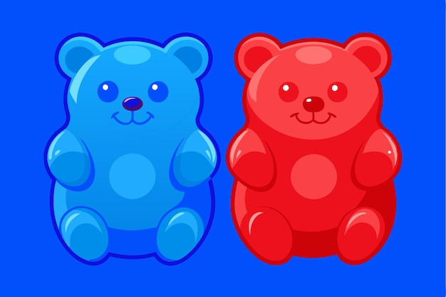 Vector delight in vibrant blue and red jelly bear sweets ideal for gifts and celebrations bringing joy to any occasion