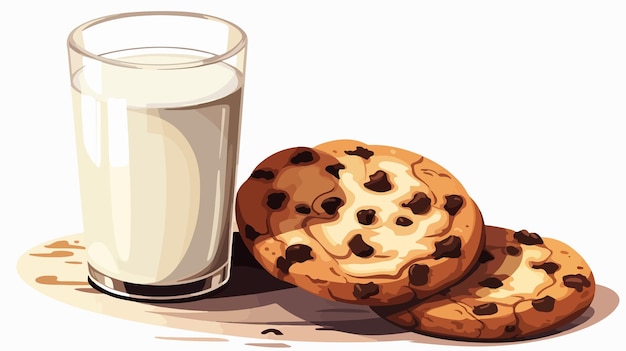 Vector delightful milk and cookies cartoon vector illustration