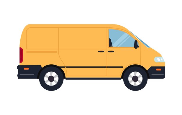 Vector delivery car. large yellow van. commercial vehicle isolated on white background. truck van.