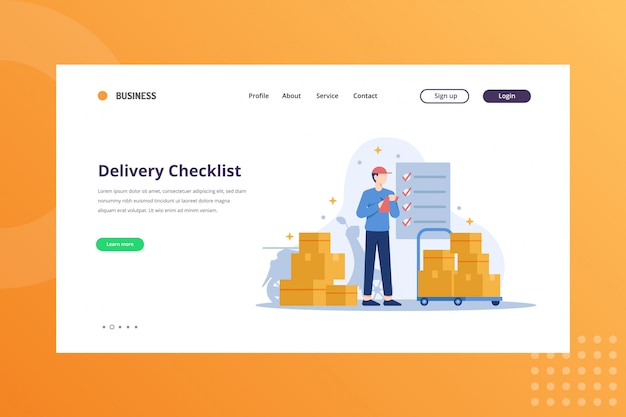 Delivery Checklist Illustration for Shipping & Delivery Concept on Landing Page