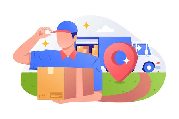 Vector delivery courier vector illustration