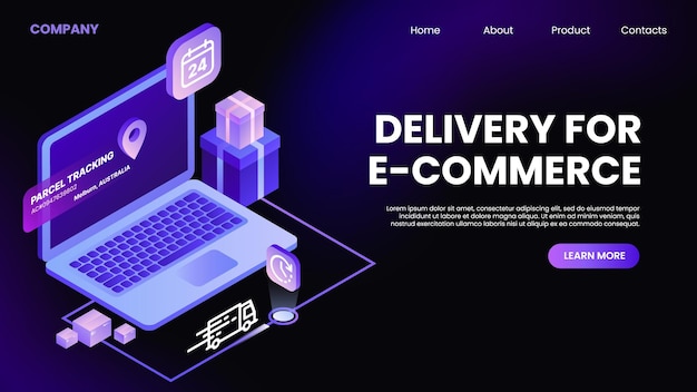 Delivery for ECommerce Website Landing Page Isometric Horizontal Template