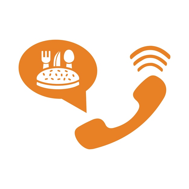 Delivery food phone call icon Orange version