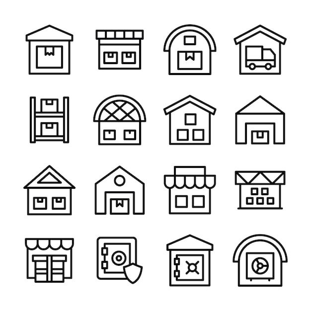 Delivery Garage Line Icons Pack