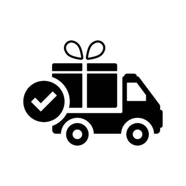 Delivery gift icon Black vector graphics