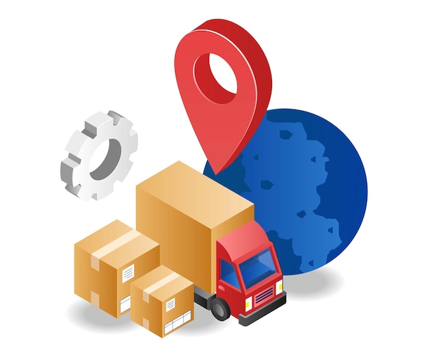 Delivery of goods by truck with location