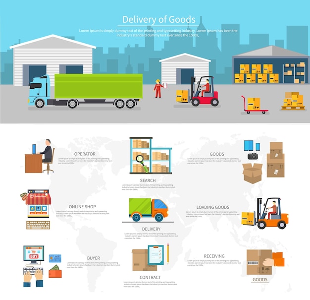 Vector delivery of goods logistics and transportation