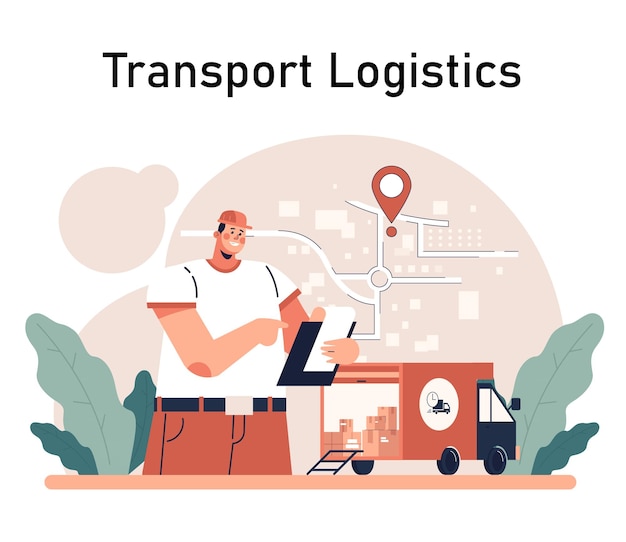 Vector delivery of goods warehousing logistics and delivery of customer order transportation and