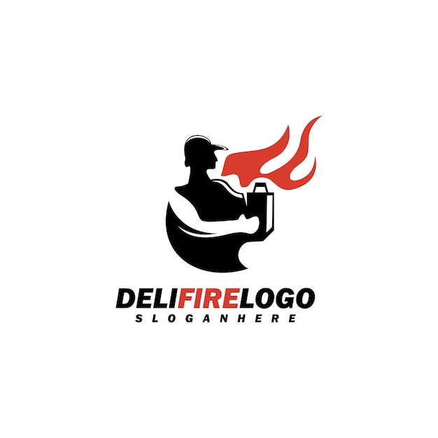 Delivery logo with fire concept design vector