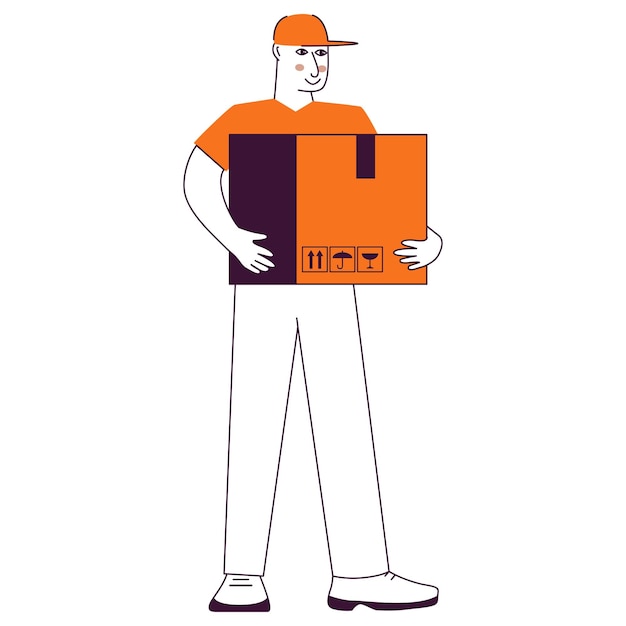 Vector delivery man business delivery goods express service courier by parcel