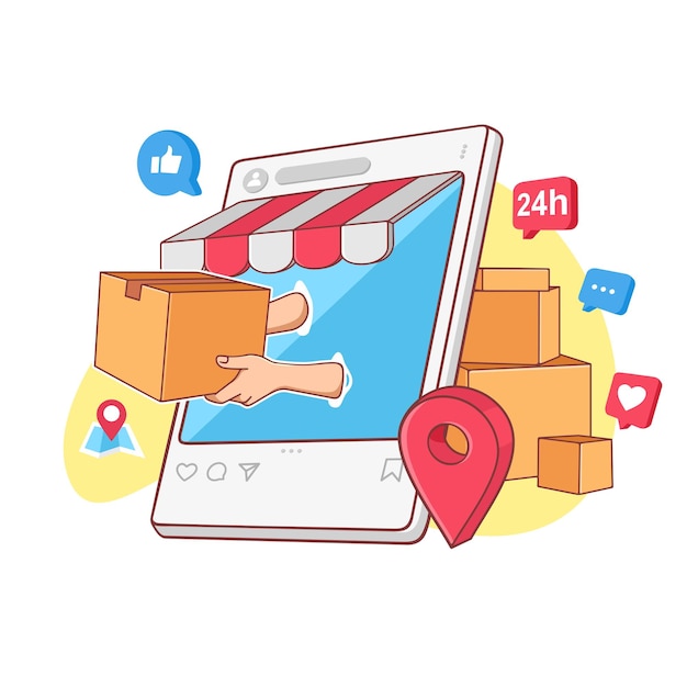 delivery market place flat design vector