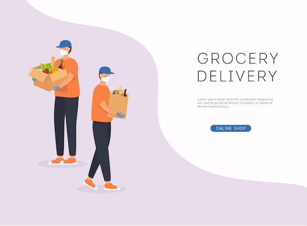 Delivery mens Flat design modern vector illustration concept