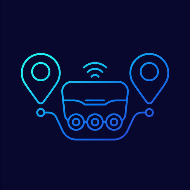 Delivery robot icon linear design