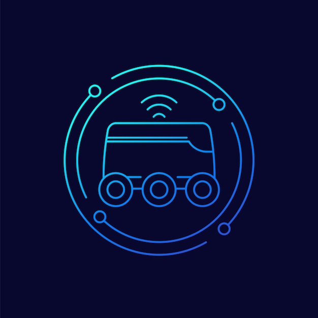 Delivery robot line vector icon