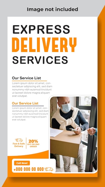 Vector delivery service ads promotional story template design