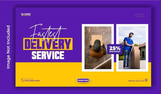 Delivery service ads promotional web banner template design