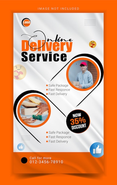 Vector delivery service ads story template design