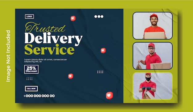 Vector delivery service ads web banner template design