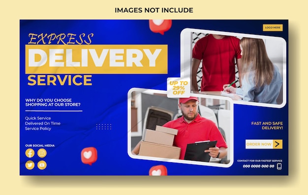 Vector delivery service ads web banner template design