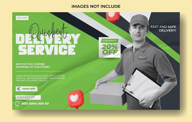 Vector delivery service ads web banner template design