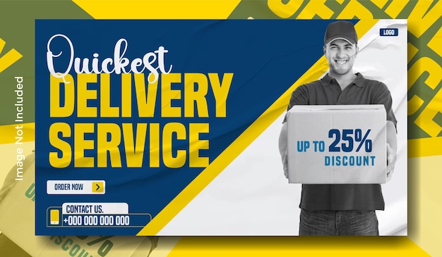 Vector delivery service ads web banner template design