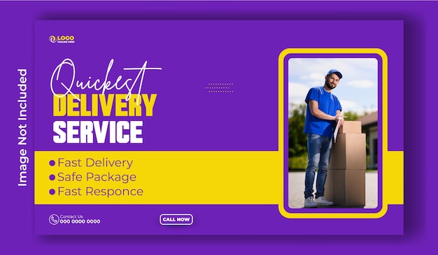 Vector delivery service ads web banner template