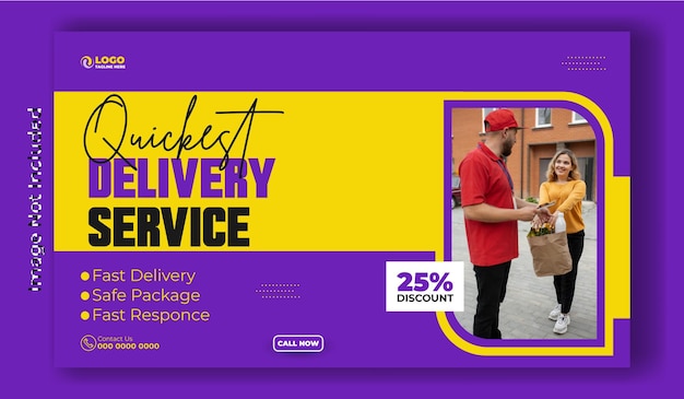 Vector delivery service ads web banner template