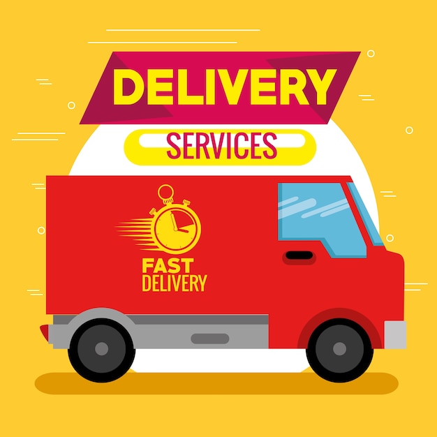 delivery service concept with van vehicle 