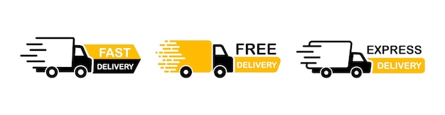 Delivery service icons Fast delivery icon with truck