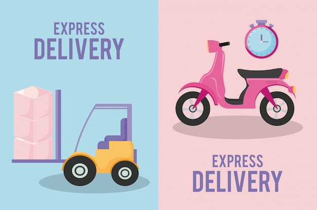 Delivery service motorcycle with forklift