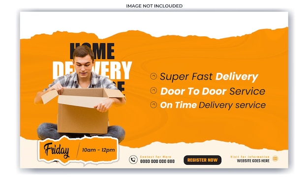 Vector delivery service promotion web banner template design