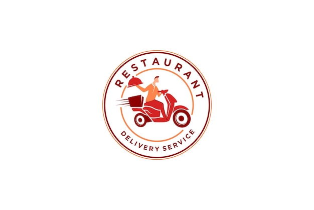 Delivery service restaurant logo design rounded shape icon symbol motorcycle vehicle transportation