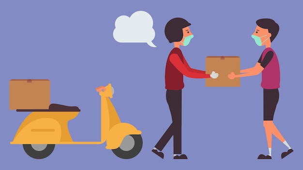 Delivery service transport products from ordering products online.distance Reduce the risk infection  and disease concept Taking life into the future. and illustration characters.