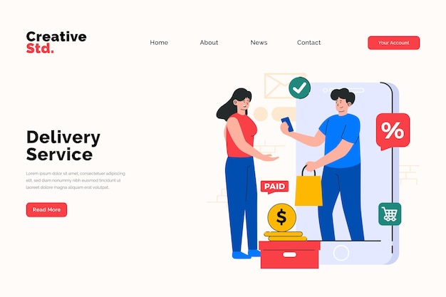 delivery service website landing page concept