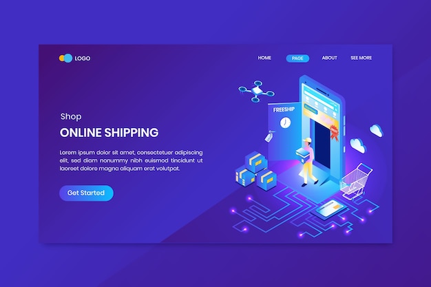 Delivery Services Isometric Concept Landing Page