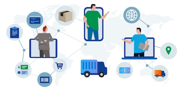 Delivery system global logistics worldwide commerce transaction connected international package