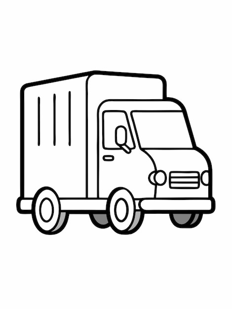 Vector delivery truck colouring book pages for children and adults with vector design