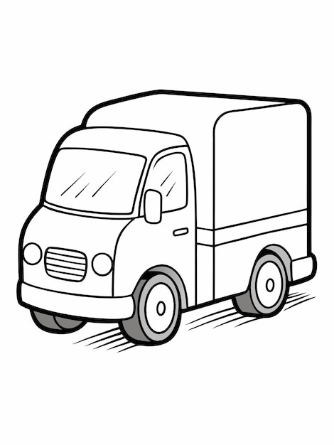 Delivery truck colouring book pages for children and adults with vector design