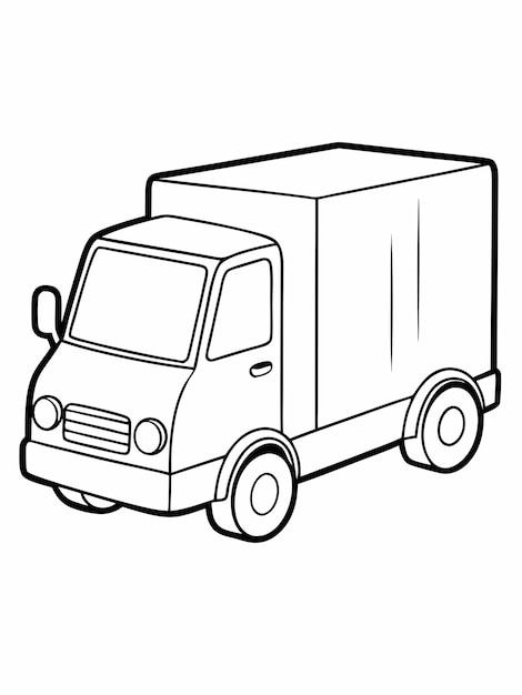 Vector delivery truck colouring book pages for children and adults with vector design