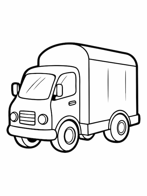 Delivery truck colouring book pages for children and adults with vector design