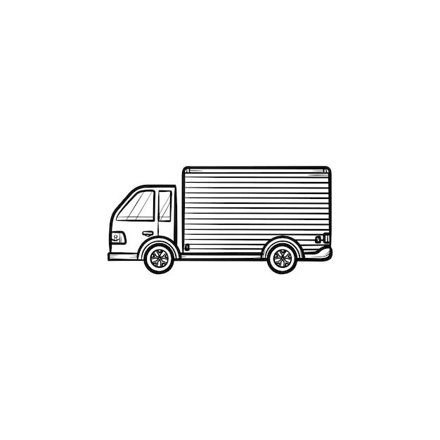 Delivery truck hand drawn outline doodle icon. Fast delivery, courier delivering and shipping concept. Vector sketch illustration for print, web, mobile and infographics on white background.